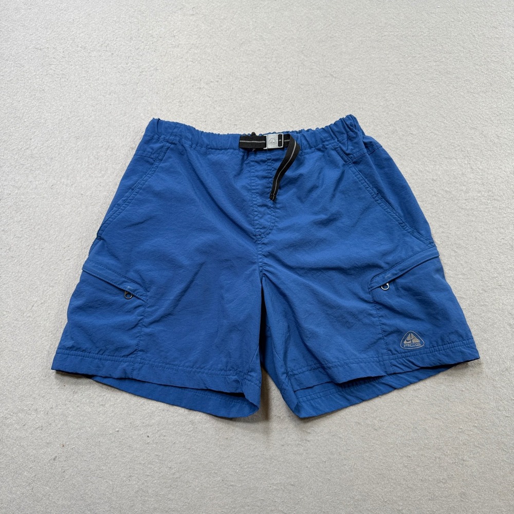 Nike ACG Shorts Youth Medium Blue Nylon Lined Belted Athletic Hiking Outdoor